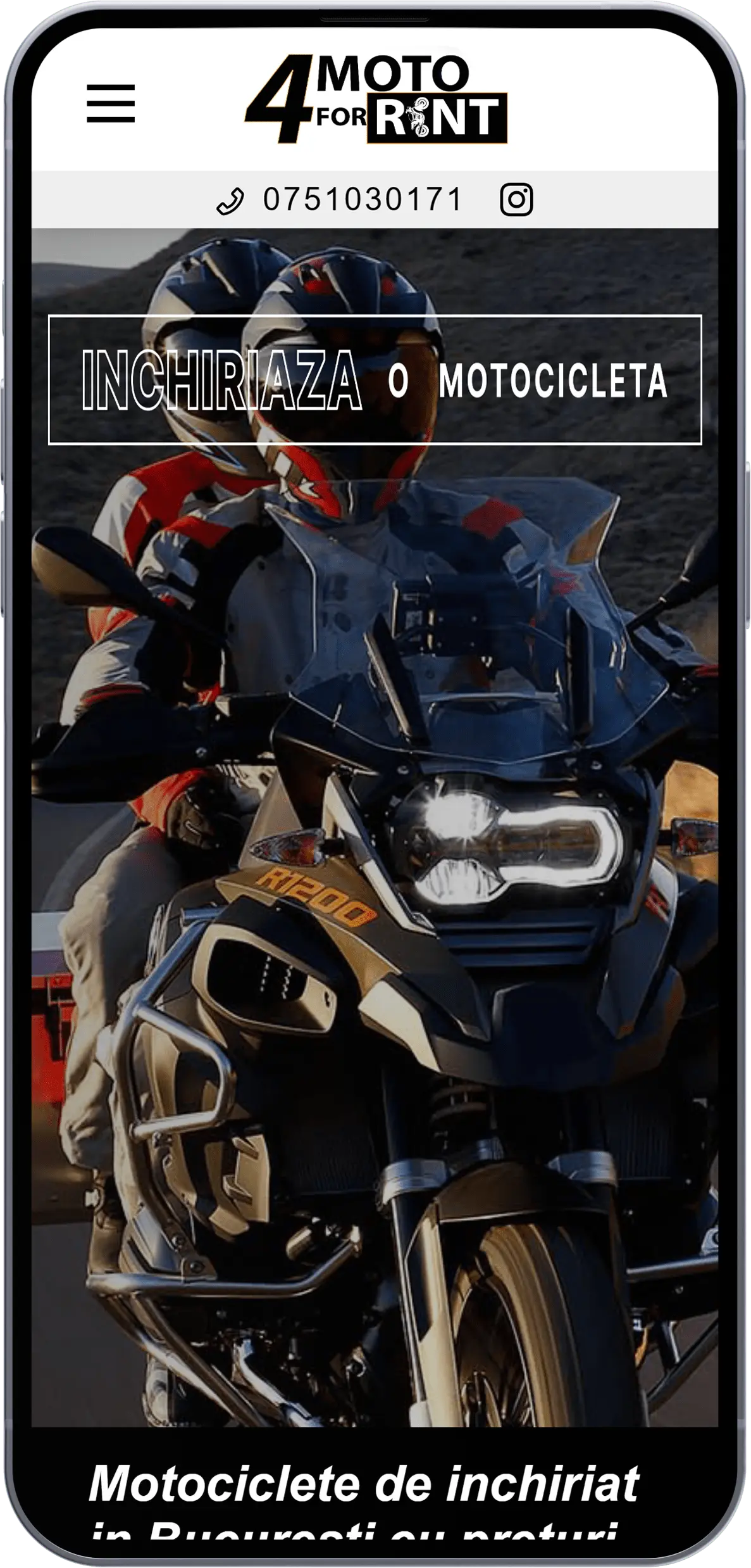 Prezentare site pe mobil